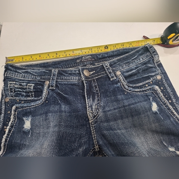 Silver Jeans Aiko Bootcut  Stylish Blue Distressed Women's Jeans Sz.31/33 - Picture 7 of 11